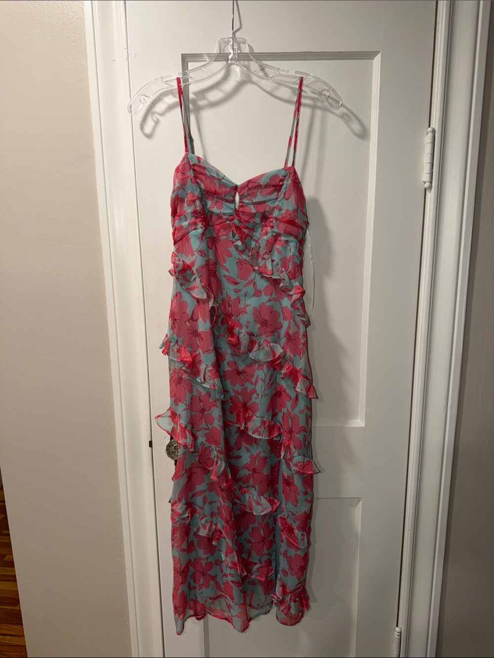 MinkPink Floral Ruffle midi Dress